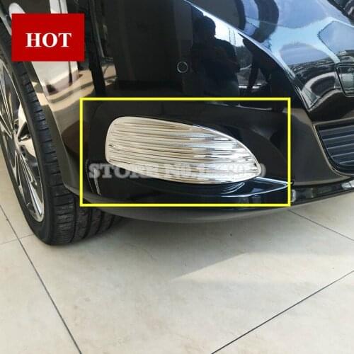 ABS Chrome Front Bumper Grille Fog Light Trim Cover 2pcs For Benz V-Class W447 2014-2018 Car accesories interior Car decoration