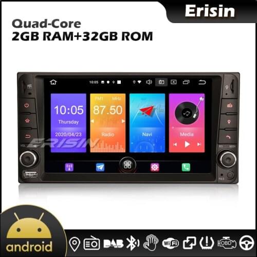 Erisin 2712 Quad Core Android 10.0 7" GPS Radio BT WiFi TPMS DVR Carplay OBD2 DAB Autoradio for Toyota RAV4 Corolla Vios Vitz