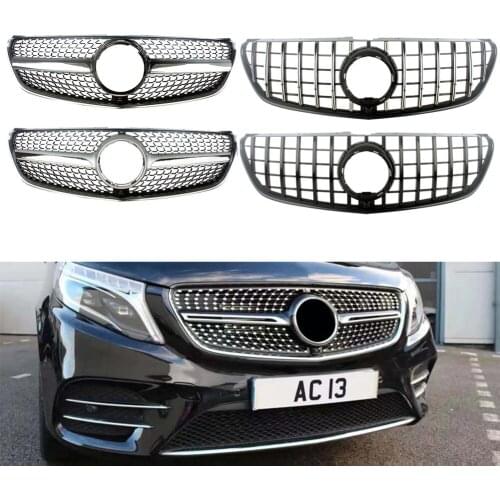 Car Front Racing Billet Bumper Grille Upper Facelift Grill For Mercedez-Benz V-Class W447 2015 2016 2017 2018 Diamond GTR