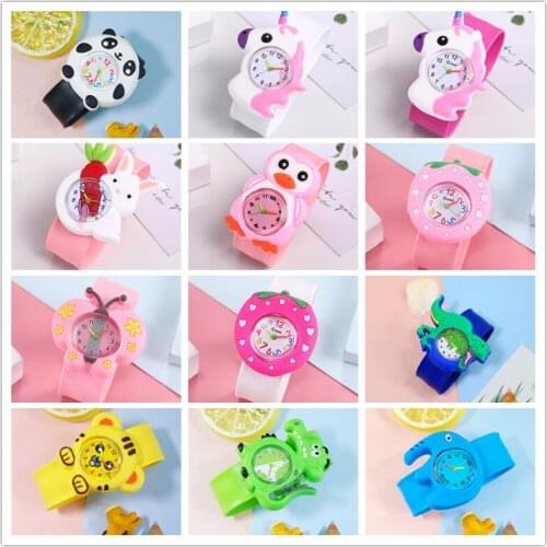 Baby Watch Animal Anime Children Watch Cartoon Kindergarten Pupils Toy Silicone Snap Ring Quartz Watches for Boy Girl Gift Clock