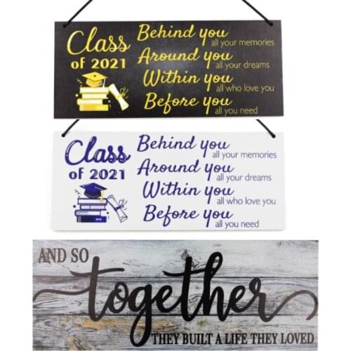Wood Class of 2021 Sign Hanging Door Wall Plaque for Congrats Grad Graduation Party Supplies College Senior School Decor