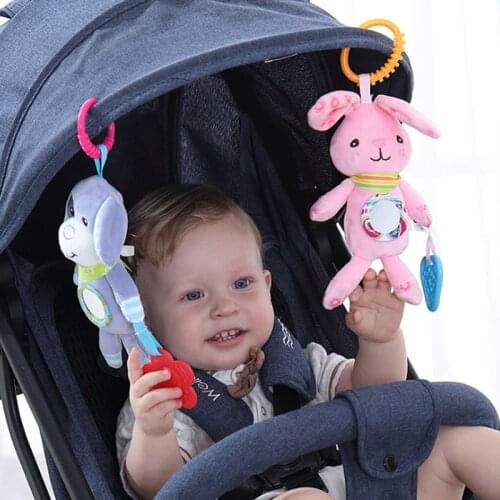 Baby Kids Rattles Toys Cotton Stroller Accessories Hanging Plush Toy Animal Clip Baby Crib Bed Hanging Bells Toys