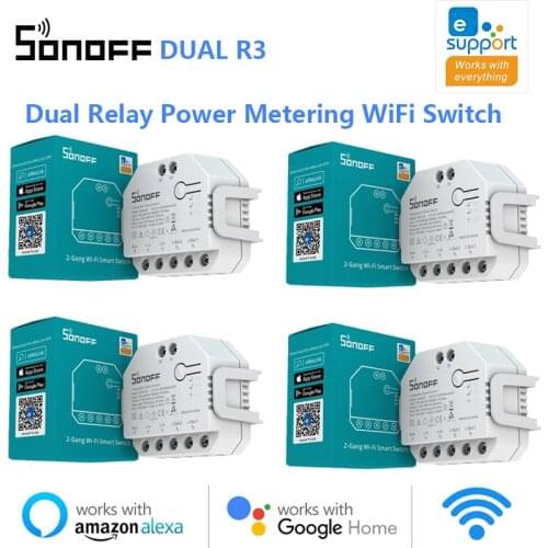SONOFF DUAL R3 2 Gang Dual Relay Module Power Metering MINI Smart Sonoff Interruptor Wifi Switch Via EWeLink Alexa Google Home