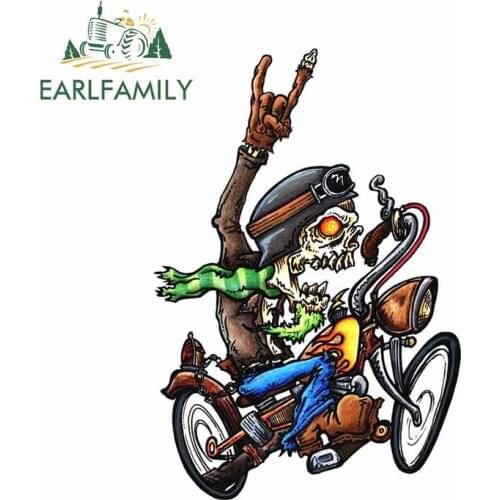 EARLFAMILY 13cm x 8.9cm for Reaper Bobber Skull Motorcycle Car Stickers Anime Car Accessories Scratch-proof Sticker Vinyl Decal