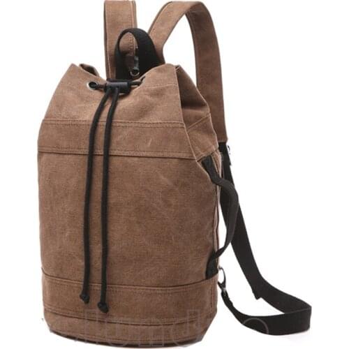 Retro Draw drawstring men backpack mens casual bags Mens canvas backpack men and women with couple water tube shoulder bag