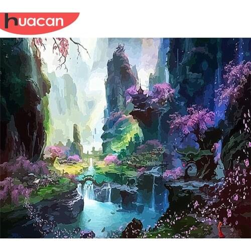 HUACAN Paint By Number Lake Drawing On Canvas Gift DIY Pictures By Numbers Scenery Kits Hand Painted Paintings Art Home Decor