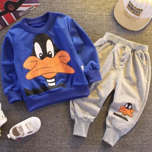 Baby Boys Clothes Sets Springautumn Newborn Fashion Cotton Tops+pants 2pcs Tracksuits Cartoon Donald Duck Sweater Long Pants Set