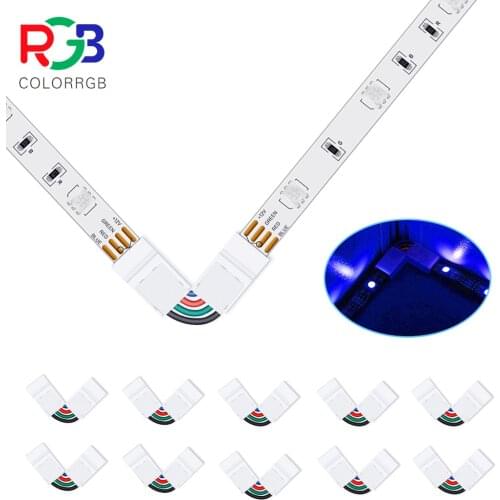 10pcs L Shape 4-pin Connectors Angle Adjustable(90-180 Degrees) LED Strip Connectors for 10mm Width 5050 RGB LED Strip Lights