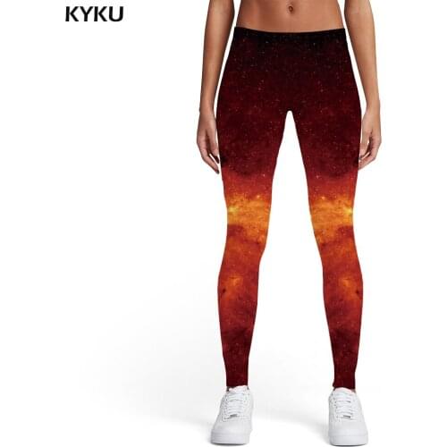 KYKU Flame Leggings Women Galaxy Sexy War 3d Print Red Sport Fire Elastic Womens Leggings Pants Casual Bodybuilding Funky