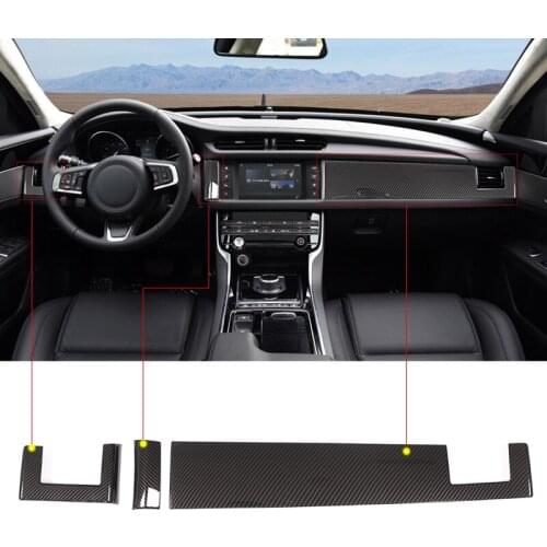 LHD Car Center Dashboard Co-Pilot Decoration Panel Cover Trim Carbon Fiber ABS For Jaguar XF 2016-2018 Auto Accessories Interior