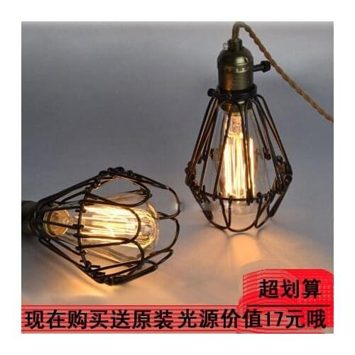 Loft Retro Style Iron Iron Cage Industry Small Restaurant Bar Coffee Hall Chandelier luminaria