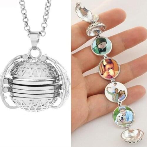 Magic 4 Photo Pendant Memory Floating Locket Necklace Angel Wings Flash Box Fashion Album Box Necklaces Collares Collier Femme