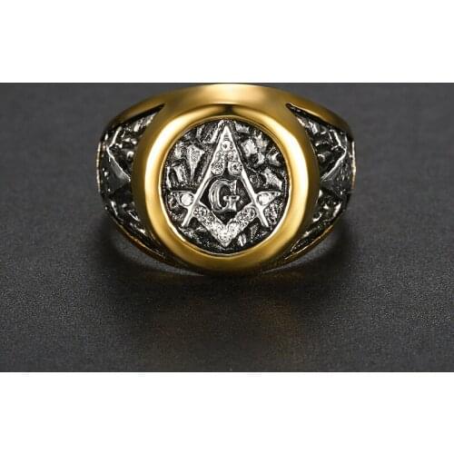 Megin D Trendy Vintage Street Style Gold and White Set with Diasmonds Mens Rings for Men Father Lover Friend Fashion Gift