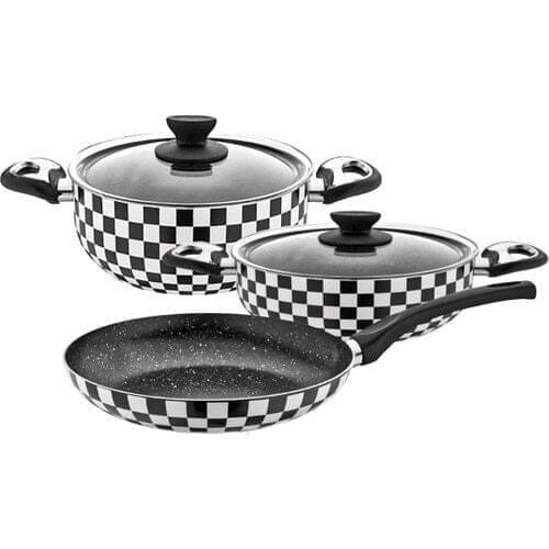 Papilla 5 Piece Royal Tokyo Checkers Granite Pot Pan Set