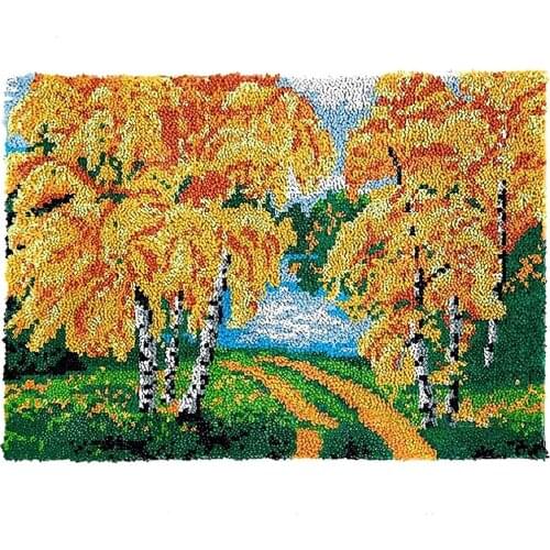 Latch hook rug kits DIY carpet embroidery set tree Latch hook cushion with Pre-Printed Pattern Smyrna latch hook kit tapestry