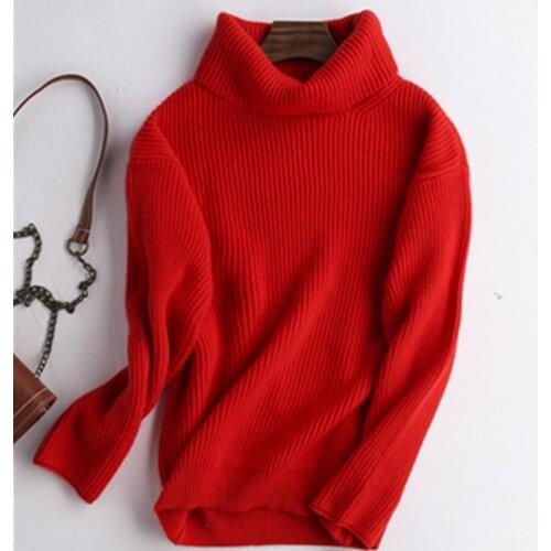 2021The New Wool Womens Sweater Autumn Winter Warm Turtlenecks Casual Loose Oversized Lady Sweaters Knitted Pullover Top Pull