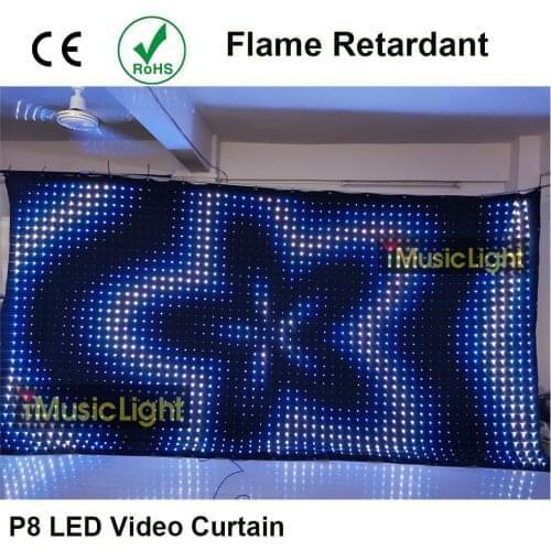 P8 2MX4M PC/ DMX Controller LED Video Vision Curtain RGB Displayl For Party Wedding Band DJ Club Background