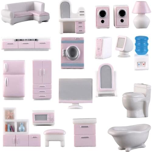 1:12 Movable Doll Doll House Decoration Doll Creative Bathroom Bedroom Childrens Restaurant Doll House Miniature Furniture Wood