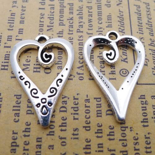 RAINXTAR Fashion Alloy Lover Heart Pendant Jewelry DIY Charms 17*25mm 20pcs AAC232
