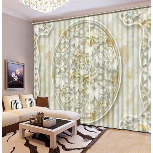 Luxury Blackout 3D Window Curtain For Living Room marble curtains modern living room curtains