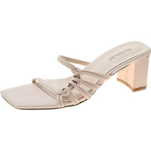 Sandals Womens Summer New Korean Sandals Women Fashion Half Slippers Net Red High Thick Heel Sandals