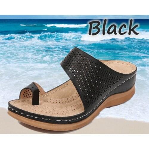 Summer Female Shoes Hot Retro Hollow Out Premium Ladies Slippers Breathable Cozy Thick Bottom Solid Color Beach Womens Sandals