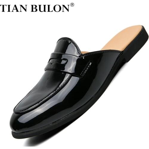 Summer Fashion Men Casual Shoes Slip-on Platform Half Loafers Men Luxury Brand Slippers Lightweight Leather Sandals Plus Size 46