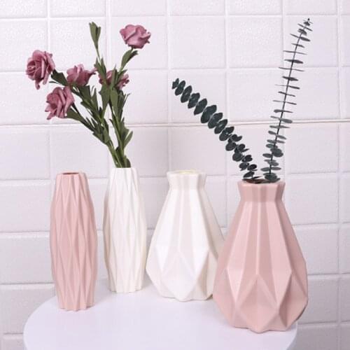Origami Vases Imitation Ceramic Flower Vase Basket Tabletop Plants Home Decoration Bonsai Decor Flower Arrangement Container