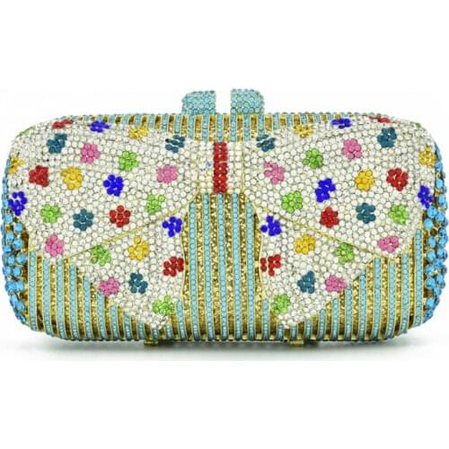 XIYUAN Crystal diamond Clutch purse Evening Bags Wedding Party Bridal Diamond Minaudiere Box Mini Handbag Clutches clutch Purse