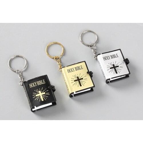 Fun English Book Key Chain Supply Black and White Golden & Three Colors Cool Bible Key Chain That Can Be Thumbing