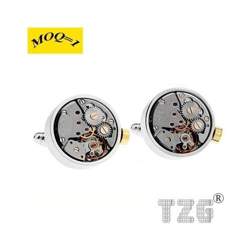 TZG09771 Clock Movement Cufflink Cuff Link 1 Pair Free Shipping Promotion