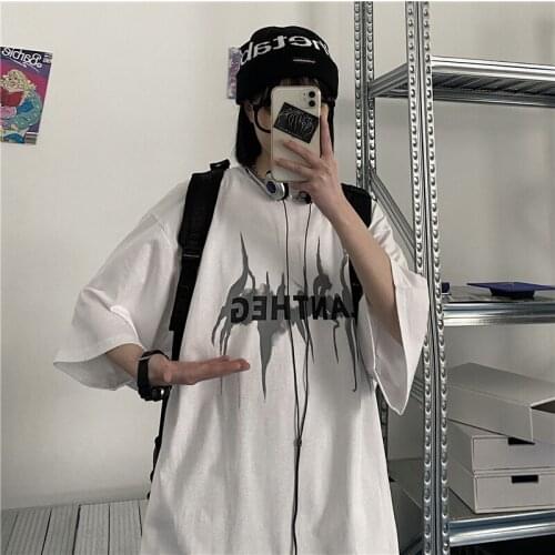 Harajuku Goth Letter Print T Shirt Unisex Short-Sleeved Women T-shirts Summer Streetwear Tops Fashion Tees Oversized T-shirt