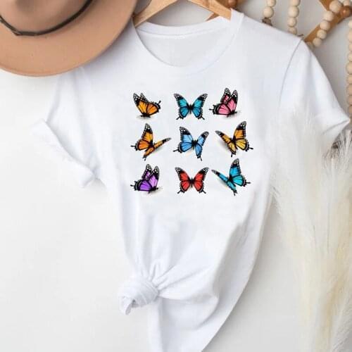 T-shirts Women Butterfly Love 90s Fashion Spring Summer Printing Clothes Stylish Tshirt Top Lady Print 2021 Tee T-Shirt