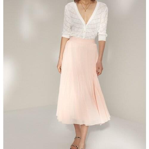 2021 Spring Summer Soft and flowy pleated Skirt Women