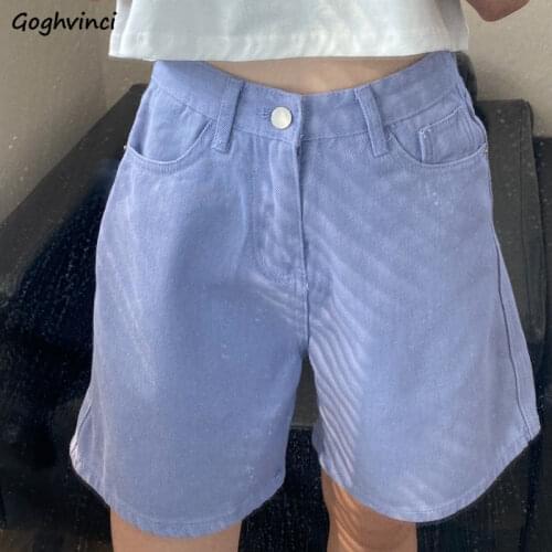 Women Denim Shorts Solid Gentle Loose Leisure High Waist All-match Elegant Teenagers Retro Streetwear Lovely Vintage Hot Ulzzang