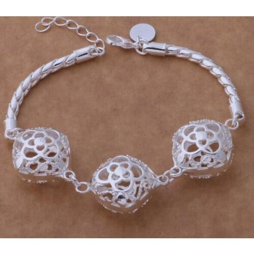 AH209 Hot sterling bracelet, sterling fashion jewelry Three hollow ball /aovajgca bcxajuea silver color