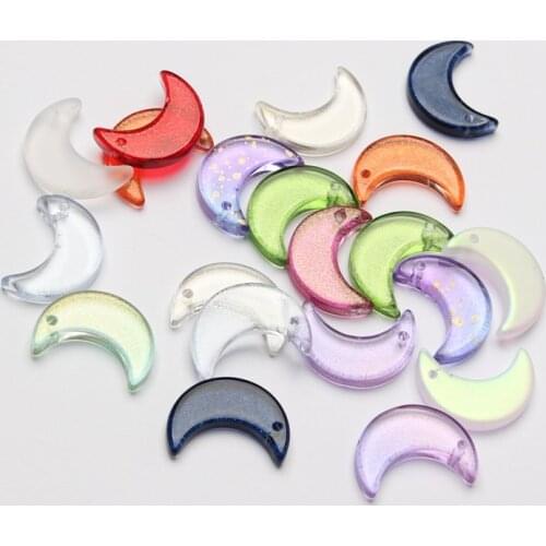 10pcs/Lots 10*15mm Moon Rainbow Crystal Glass Beads for Jewelry Making Diy Bulk Items