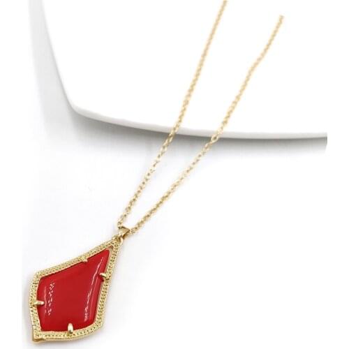 2020 New cute Bright color resin Water Drop Pendant Necklace for women