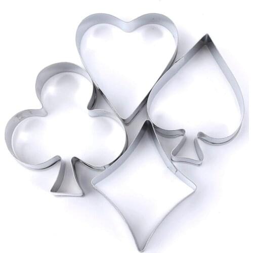 4Pcs/set Novelty Poker Card Cookie Cutter 3D Chocolate Mold Stainless Steel Fondant Cake Decorating Halloween Baking Tools