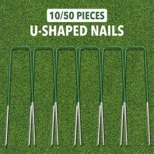 50/10pcs U-Shaped Fixing Nail Galvanized Steel Garden Pile Turf Safety Nails For Fixing Weed Fabric Landscape Landscape Grass
