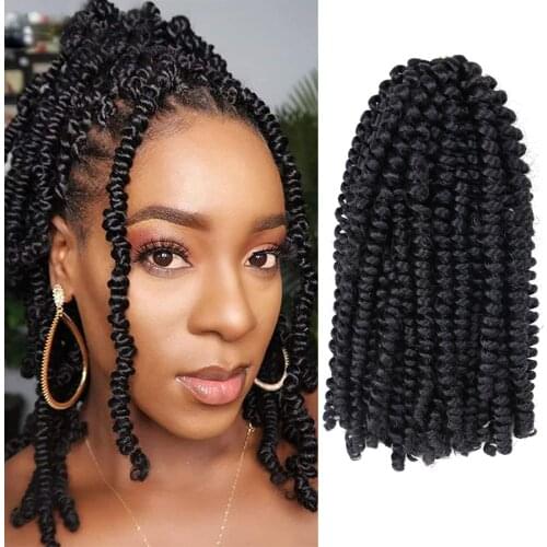 Spring Twist Crochet Hair 8 Inch Passion Twist Hair Crochet Braids Synthetic Ombre Braiding Hair Black Brown Purple Blue
