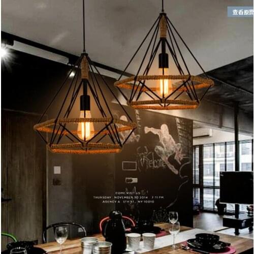 Diamond rope living room Pendant Lights loft lighting offbeat coffee bar tooling industry retro style restaurant Pendant Lamps