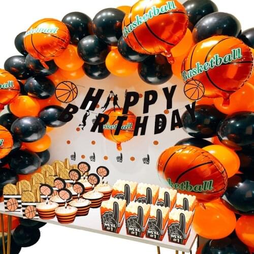 Basketball Theme Balloon Garland Arch Kit Basketball Party Decoration Black Orange Balloons for Boys Birthday Sports Party
