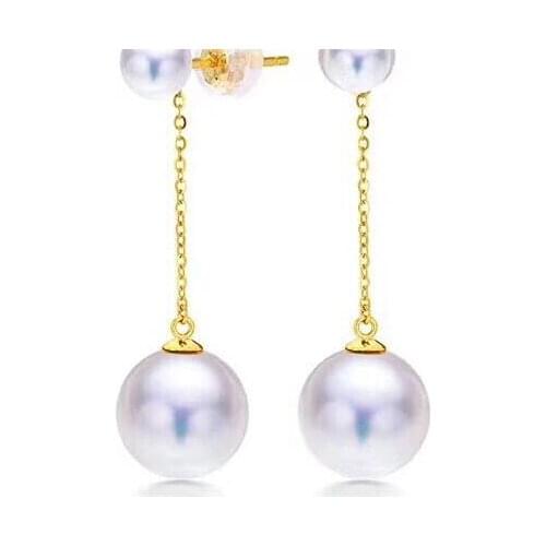 >>>>noble jewelry 5-6mm 8.5-9mm SouthSea round pearl earring 18k