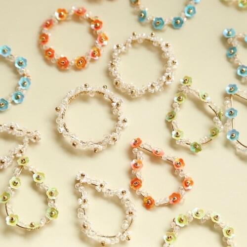 Sequins Cute Petal Frame Pendant diy Retro Japanese Earrings Accessories Homemade Jewelry Handmade Material