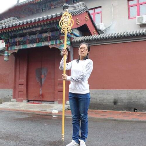 2 Meter large # Asia Buddhism Temple Buddhist abbot Master brass Buddhist monks stick CHAN ZHANG Weapon Exorcism Magic wand