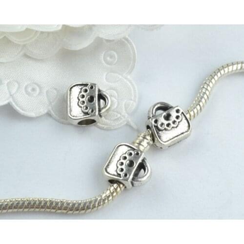 20 pcs Zinc Alloy Bead DIY European bag big hole metal connector Beads Fits Charm Bracelets Necklaces Pendants making 18196