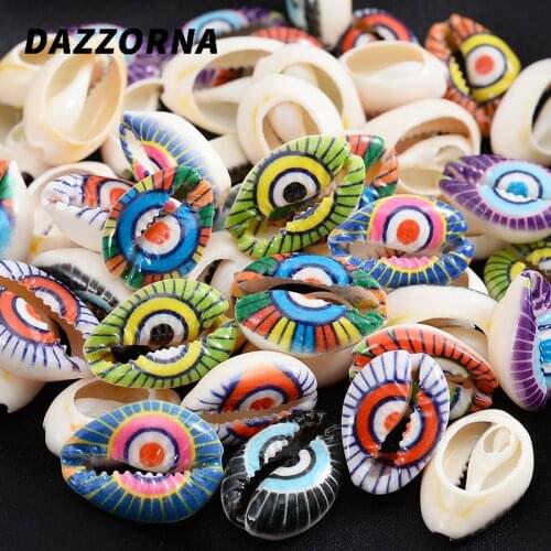 10Pcs/pack Colorful Eye Pattern Natural Shell Painted Loose Spacer Beads DIY Jewelry Making Necklace Bracelet Accessories