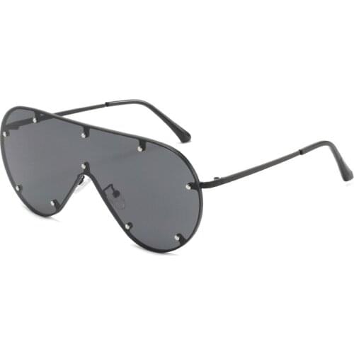 One-piece Integrated Round Frame Sunglasses Colorful Lenses Personality Fashion Rivet Oversized Eyewear Uv400