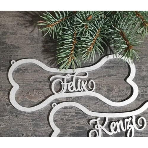 Custom wooden Pets Christmas Tag with different name,Bone shape Christmas decor,personalized name, Dog First Christmas Ornament